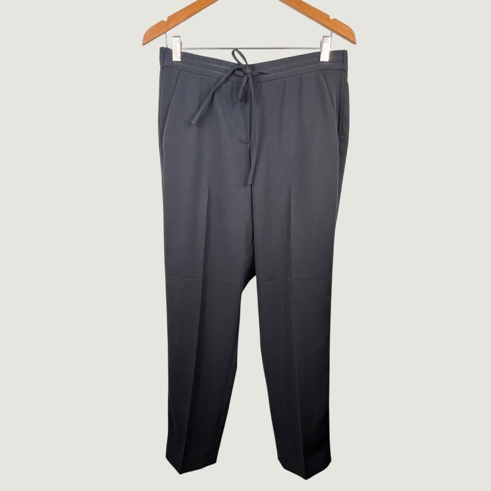 Talbots Pants Womens 10 Black Ankle Tapered Elastic Drawstring Waist Career